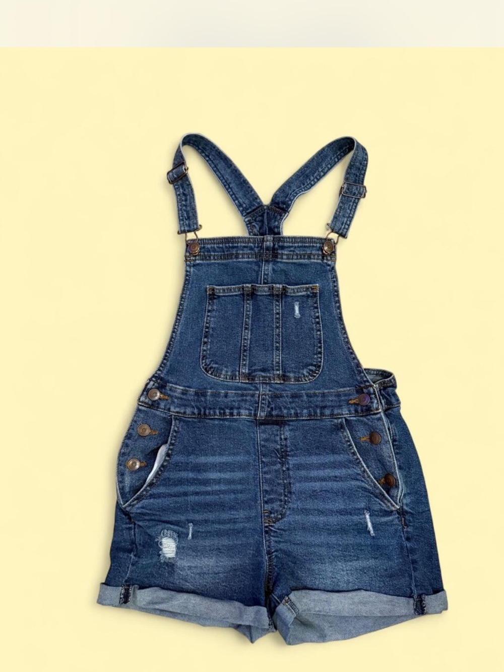 Vintage Denim Short Overalls - Blue